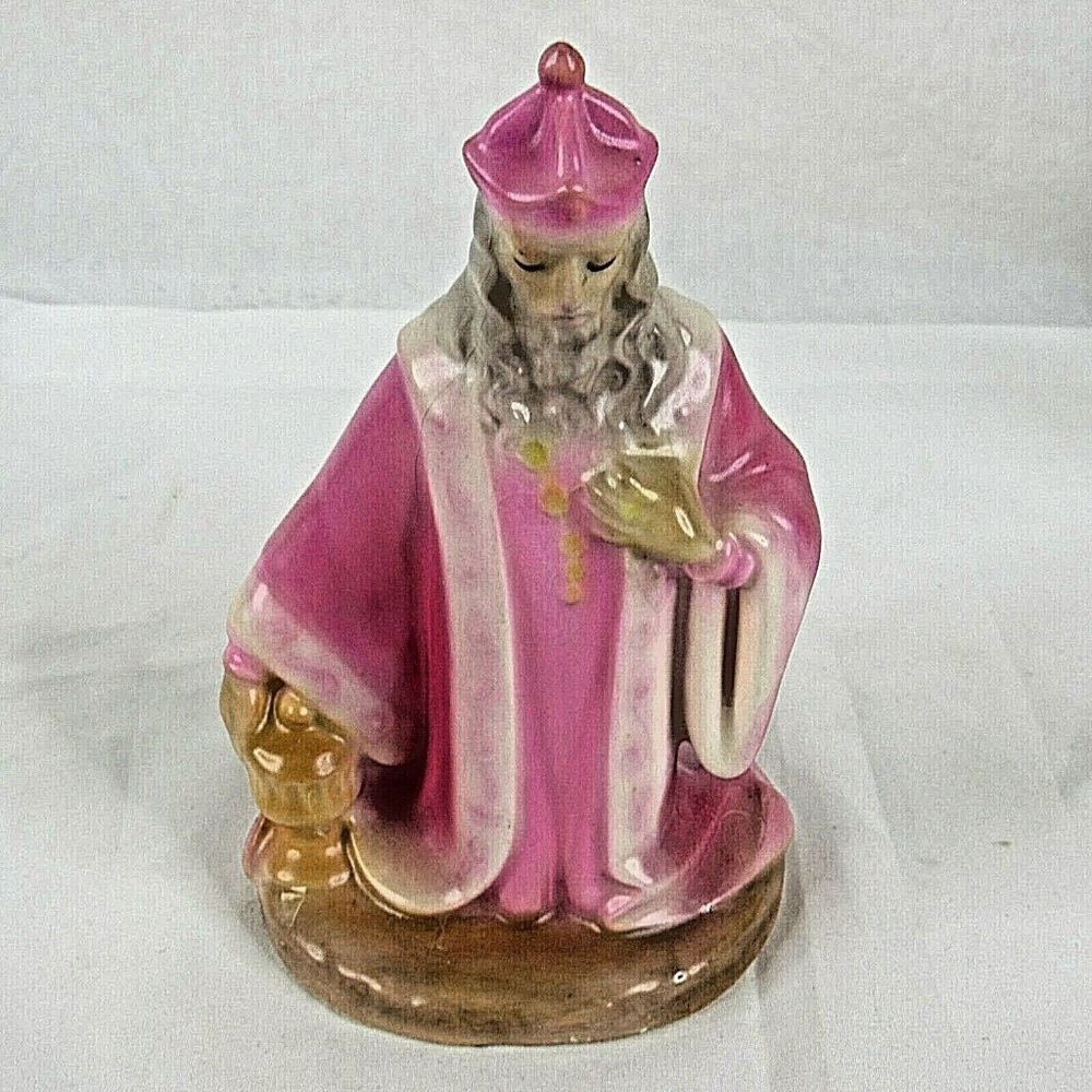 Vintage Christmas Nativity Set Hand Painted 8"  6 pc 1980s Ceramic - Picture 6 of 12